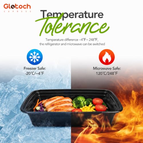 Glotoch 16oz Meal Prep Containers with Lids - 10 Pack, Reusable, Leakproof, Microwave Safe
