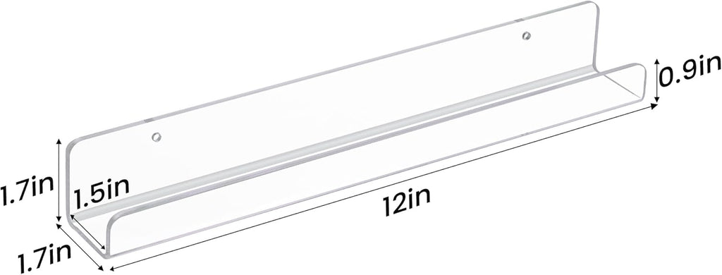 Upsimples 8 Pack Vinyl Record Wall Mount Shelves - 12" Clear Acrylic Album Display & Storage | Perfect for Kids Bookshelf, Magazine Rack, Wall Decor