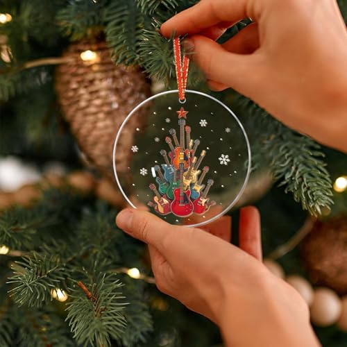 Guitar Christmas Ornaments 2025 - Acrylic Guitar Tree Decor