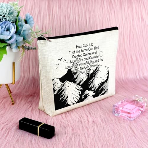 Inspirational Linen Makeup Bag Cosmetic Travel Pouch for Women