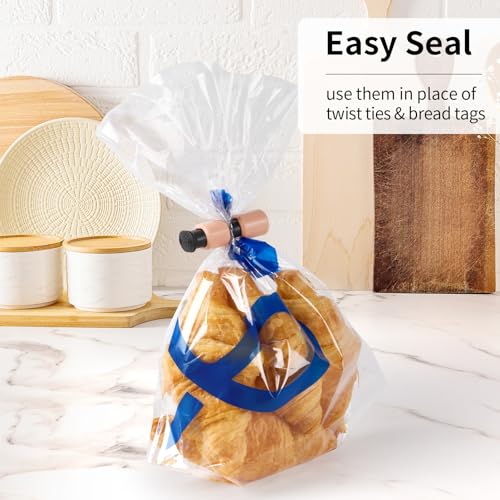 VALUCKEE Squeeze and Lock Bread Bag Clips - 10 Pack, Bright Colors