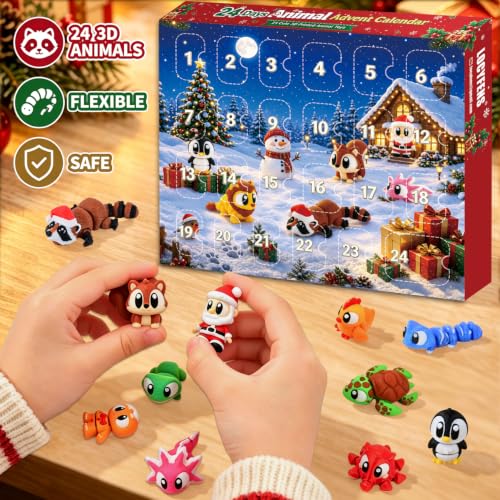 3D Printed Animal Advent Calendar 24-Day Christmas Countdown for Kids