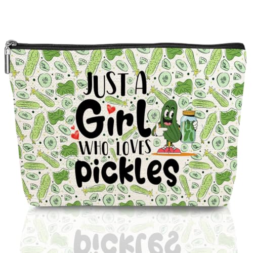 Funny Pickle Makeup Bag Cotton Linen Cosmetic Pouch Gift for Women