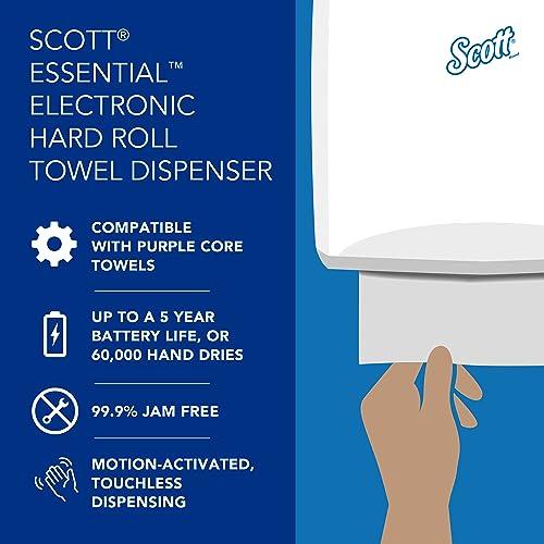 Scott Essential Electronic Towel Dispenser (48858), Fast Change, White with Purple Core