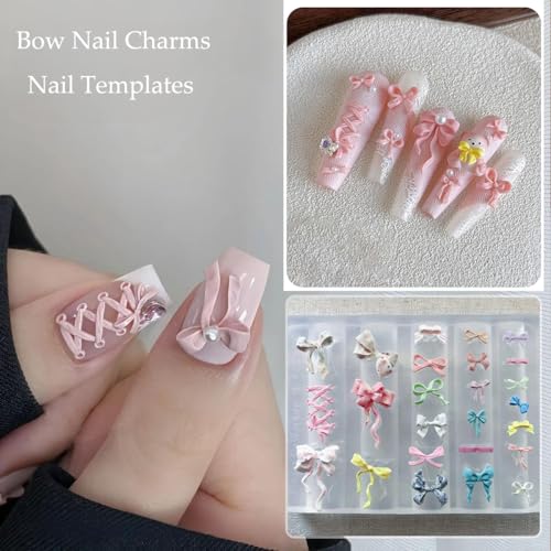 OSTTMA 3D Bow Nail Charms Silicone Mold Transparent DIY Nail Art Stencil