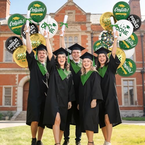 72-Piece Green and Gold Graduation Balloon Set for Class of 2026
