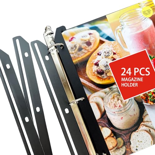 HYRAUL 24Pcs Magazine Holders for Binders, 3-Ring Organizer Inserts, Black