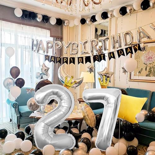 40 Inch Silver 18 Crown Balloon Set for Birthday & Wedding