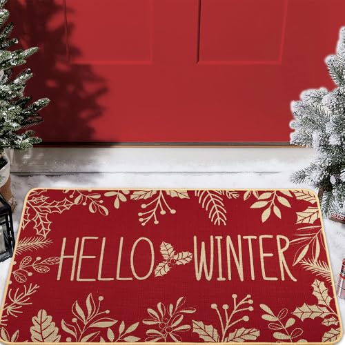 Heirloom Haven Red Christmas Door Mat - 29x17 Inch Welcome Mat