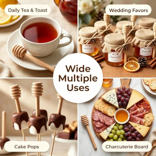25-Piece Wooden Honey Dipper Sticks - 3-Inch Mini Honeycomb Wands