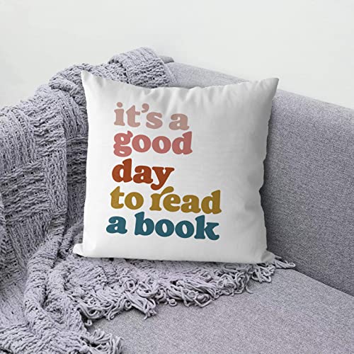 KEUSPI Reading Pillow Cover - 18x18 Flannel Decor for Book Lovers