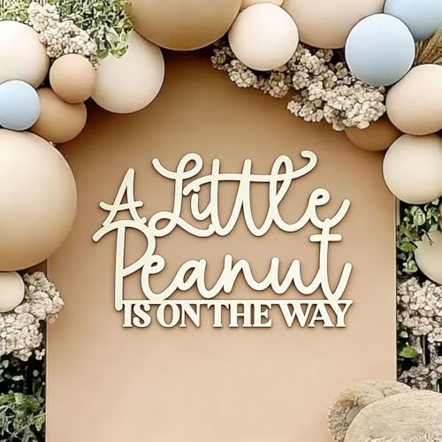 Wooden Baby Shower Sign - 'A Little Peanut Is On The Way' Gender Reveal Decor