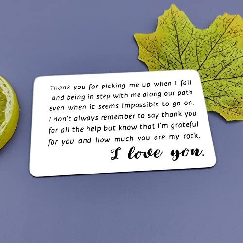 Engraved Metal Wallet Insert Card Romantic Appreciation Gift for Husband Boyfriend