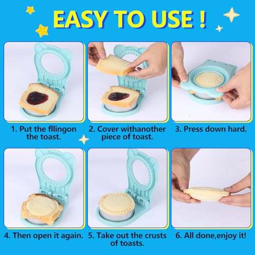 Light Blue Stainless Steel Sandwich Cutter & Sealer for Kids