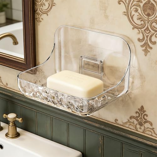 Acrylic Wall Mounted Storage Organizer Set - Drill-Free Bathroom Caddy