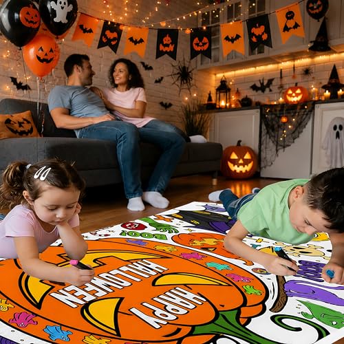 Halloween Giant Coloring Tablecloth for Kids - 30x72 Inches