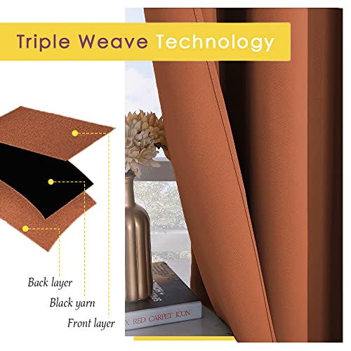 NICETOWN Room Darkening Valances - Burnt Orange, 42"W x 36"L, 2-Pack
