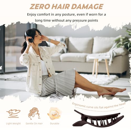 Flat Hair Claw Clips 4PCS Matte Non-Slip Leopard Hair Accessories