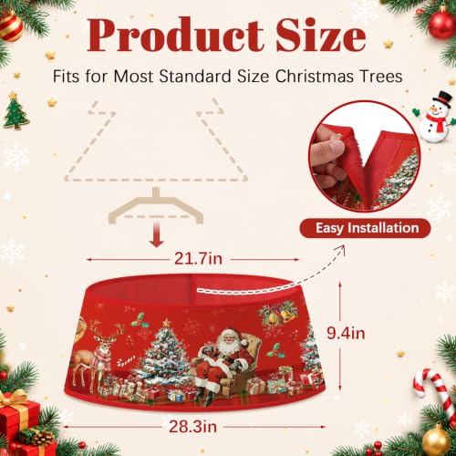 Christmas Tree Collar with Santa Claus Design - Red Santa Variation, Adjustable Fit