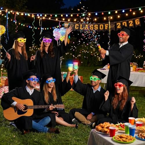 72 Pack Kids LED Glow Glasses with 6 Shapes & Batteries for Party Halloween Christmas