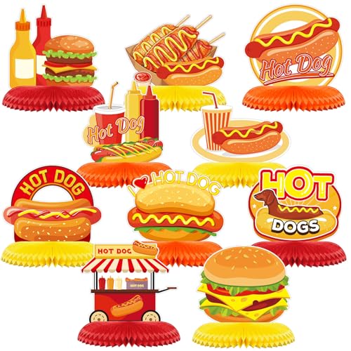 Tioncy 10 Pcs Hot Dog Table Centerpieces for Parties