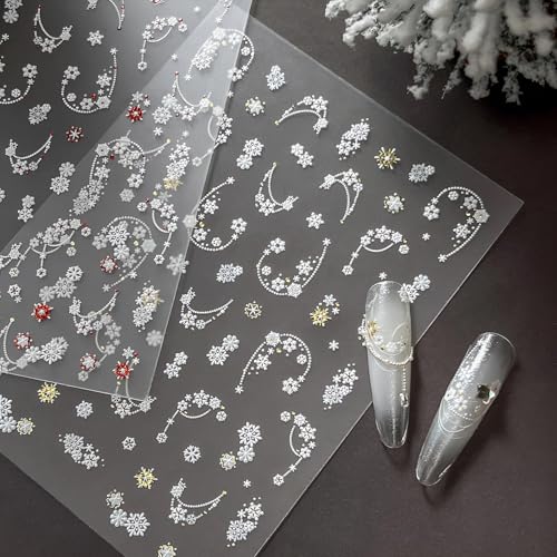 Winthrop 4 Sheets 5D Snowflake Nail Stickers Christmas Winter Art Decals