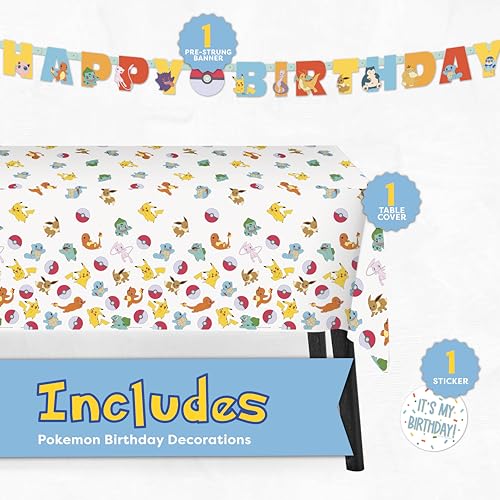 Pokemon Birthday Decorations Kit - Banner & Table Cloth