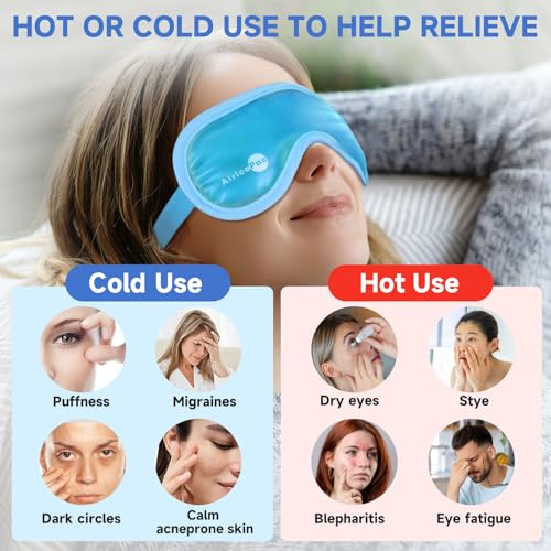 AiricePac Reusable Gel Cold Eye Mask for Puffy Eyes, Migraines and Dark Circles