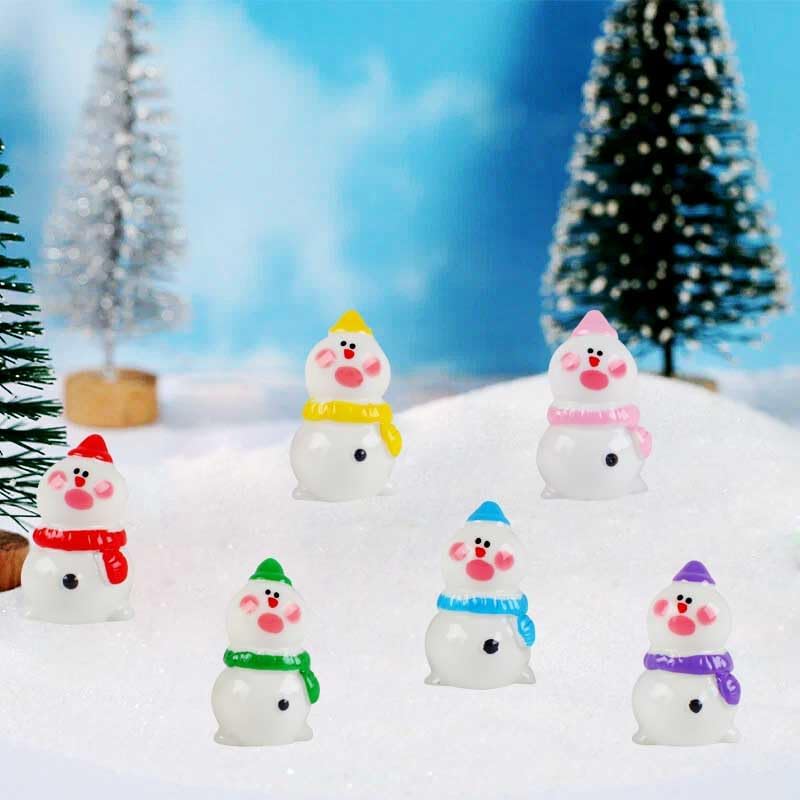 Skiennix Mini Snowman Figurines - 48pcs Christmas Resin Decorations with Top Hats for DIY Crafts & Party Decor