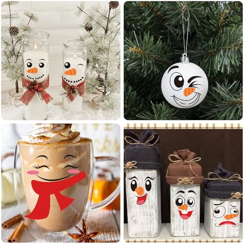 CCINEE 36pcs Christmas Snowman Face Stickers - Fun DIY Holiday Decor