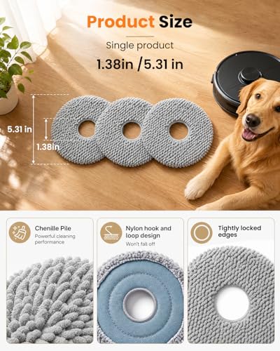 Griscrad 8-Pack Microfiber Mop Pads for Roborock Q Revo Series - Gray