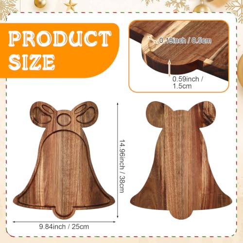 Christmas Bell-Shaped Acacia Wood Serving Platter - Holiday Charcuterie Board