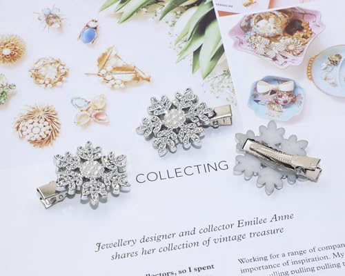 Penta Angel Snowflake Hair Clips - 6 Pcs Sparkly Rhinestone Pearl Hairpins