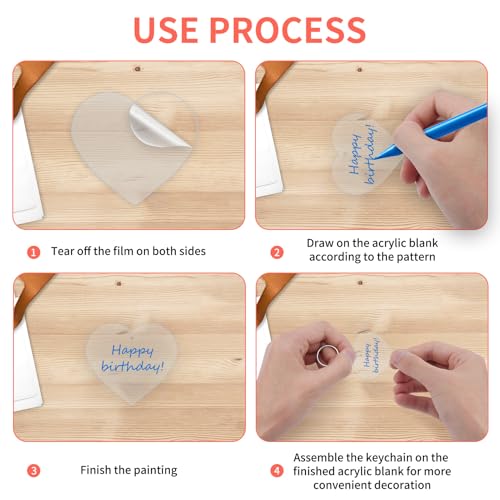 12 Pack Clear Acrylic Heart Keychain Blanks for DIY Crafts