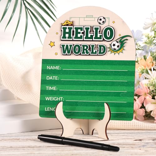 Hello World Newborn Announcement Sign - Wooden Birth Plaque