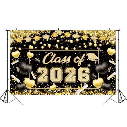Class of 2026 Graduation Banner Backdrop with Tassel - 5.9 x 3.6 ft