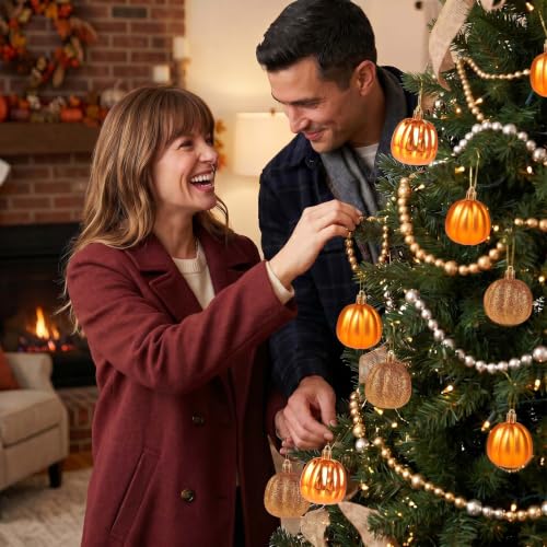12 Pcs Mini Pumpkin Hanging Ornaments, 2.36" Fall Autumn Tree Decorations