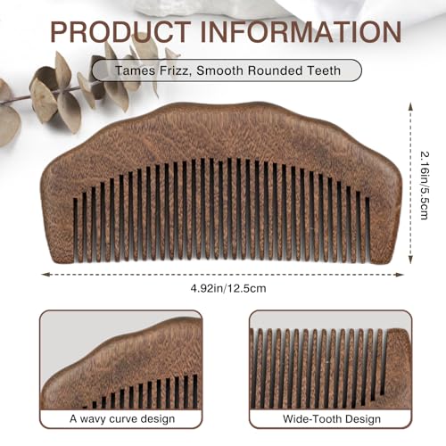 Natural Sandalwood Wide-Tooth Comb Anti-Static Hair Detangler