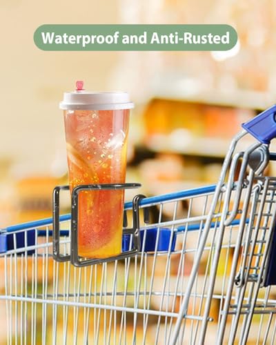 Kevenal Stainless Steel Shopping Cart Cup Holder - Universal Fit, Anti-Slip & Rust-Resistant