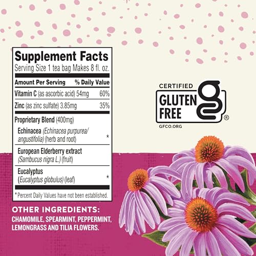 Celestial Seasonings Sleepytime Echinacea Immune Boost Tea - 20 Caffeine-Free Bags - Variation Included