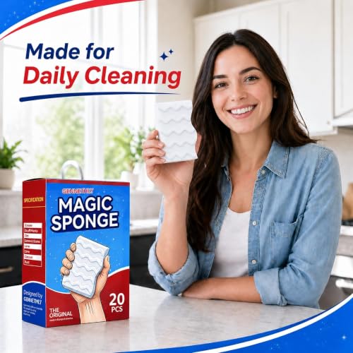 20-Pack Heavy-Duty 3X Density Magic Sponge Erasers for Kitchen & Bathroom Cleaning