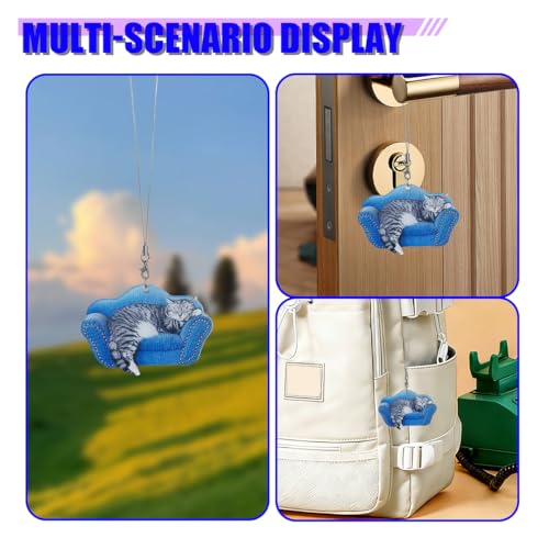 Cute Acrylic Cat Rear View Mirror Charm for Car Decor