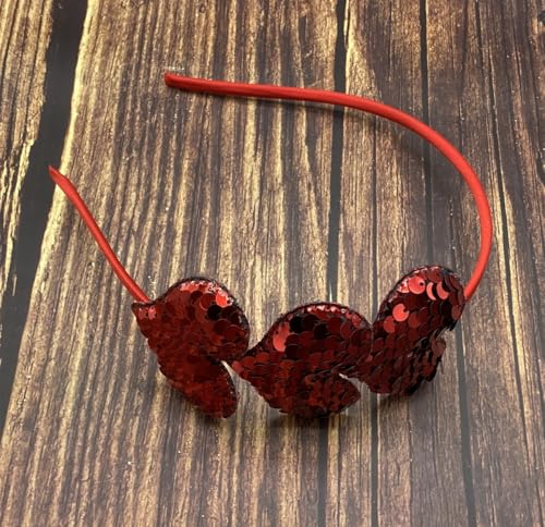 Red Sequin Heart Headband Glitter Love Hair Hoop for Valentine Day