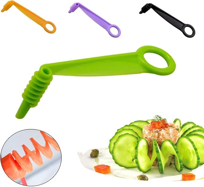 Jinshining Green Spiral Vegetable Slicer - Manual Cucumber, Potato & Carrot Cutter