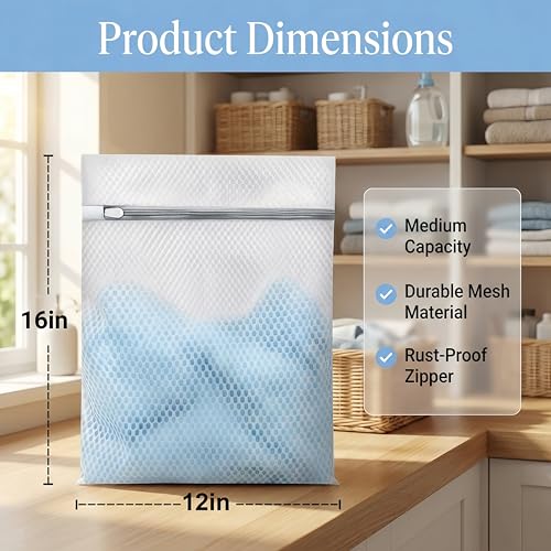 White 3-Pack Mesh Laundry Wash Bags 12x16 Inches - Delicates & Travel Organizer