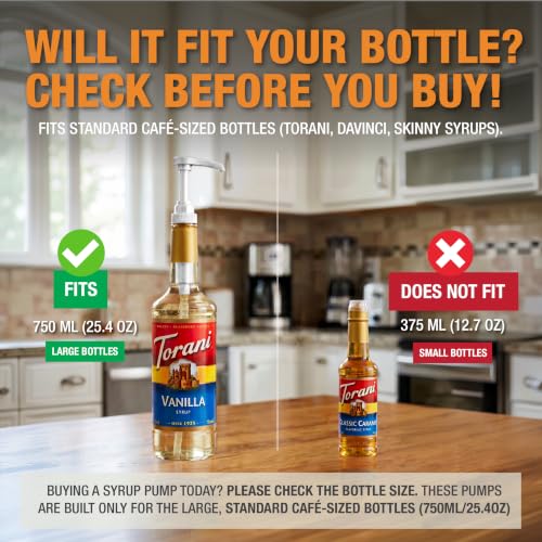 Syrup Pump for Torani & Davinci Bottles - 750ml, No-Clog Design