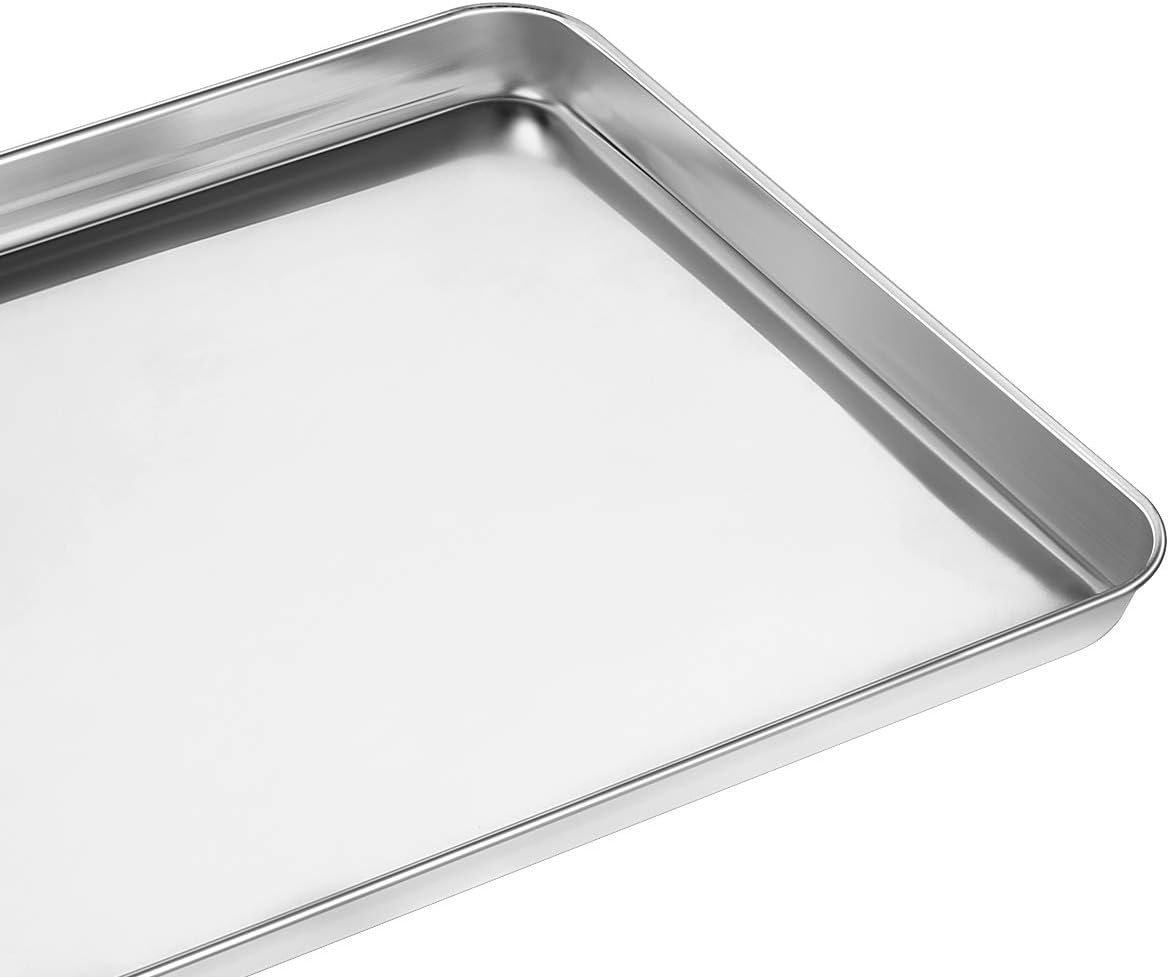 Wildone Baking Sheet Set - Heavy-Duty Stainless Steel Cookie Pans, 16 x 12 x 1 Inch, Non-Toxic & Easy Clean