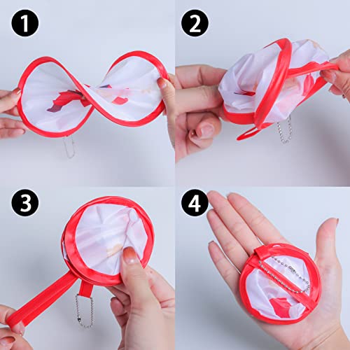 Olive Drab Boho Foldable Hand Fans - 4 Pack Pocket-Sized Cooling Fans