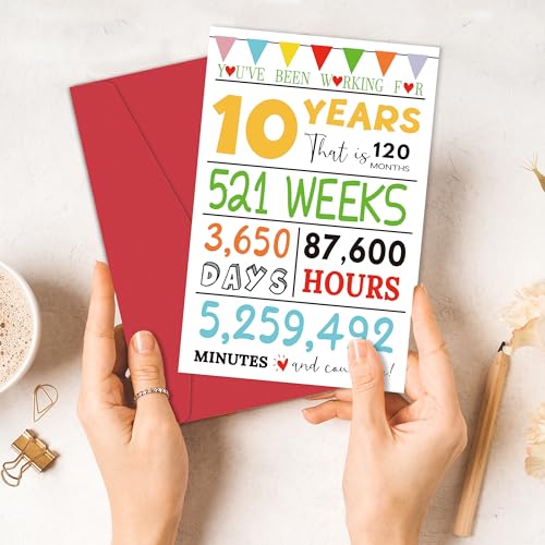Heollaok 10th Work Anniversary Card - Thoughtful Employee Thank You