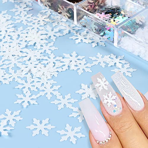 6 Grids Holographic Snowflake Nail Art Glitter Sequins Winter Xmas